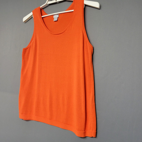 Chicos Knit Tank Top Womens Large Orange Sleeveless Pullover Casual Bright - Picture 2 of 10